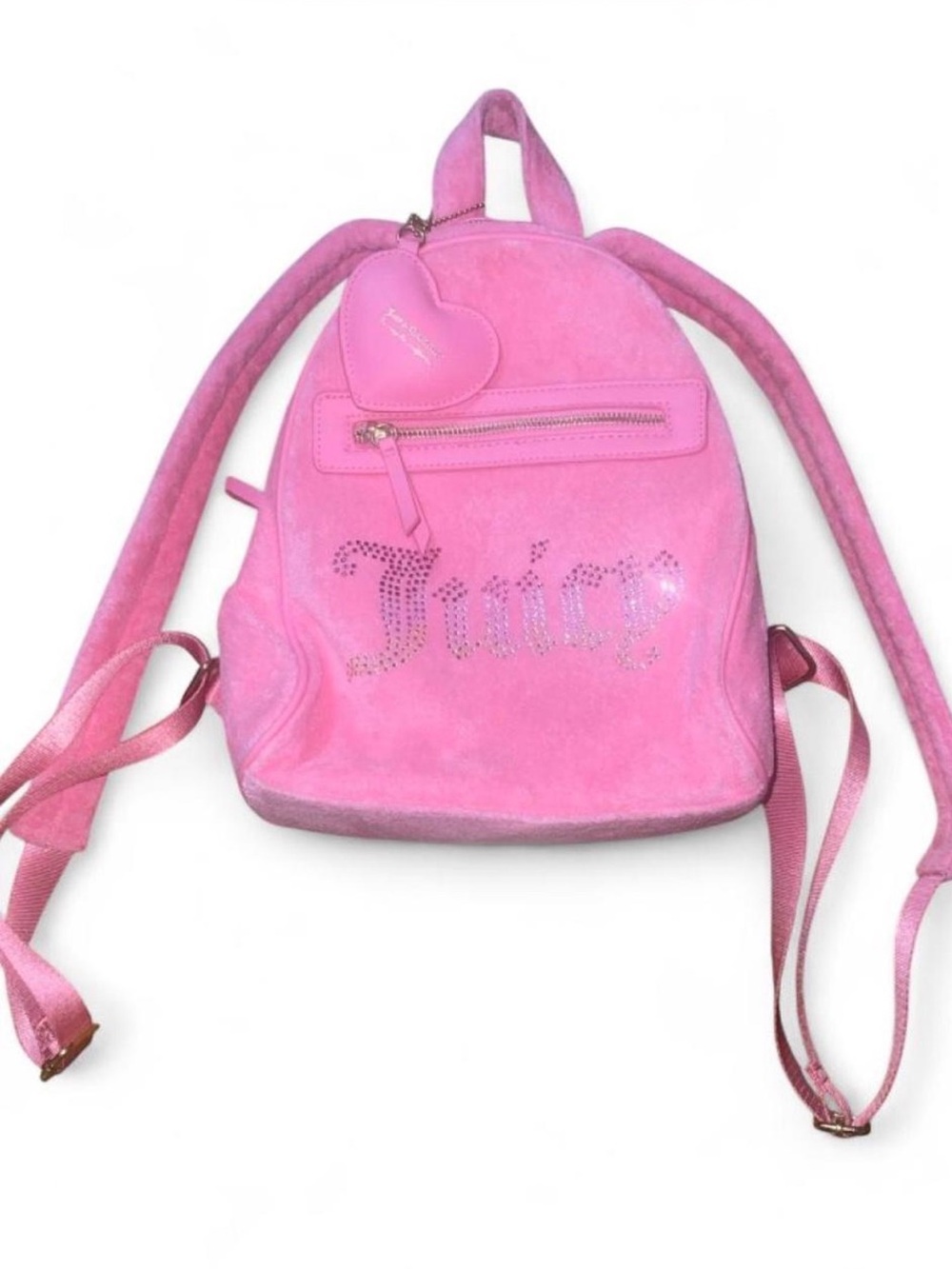 Juicy Couture Pink Suede Mini Backpack with Heart Charm